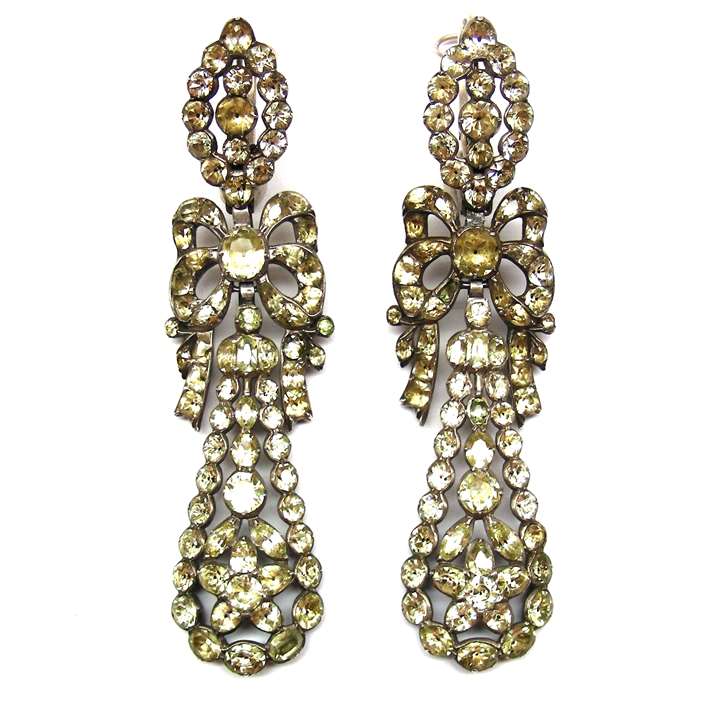 Pair of 18th century chrysolite pendant earrings